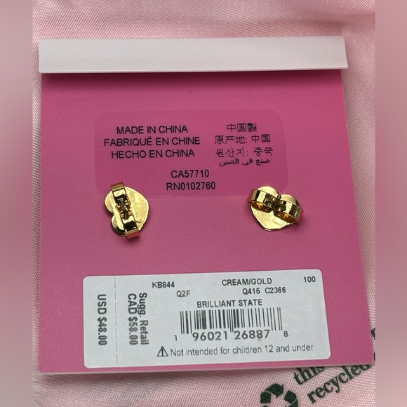 Kate Spade Brilliant State earrings. Color cream and gold. New with tags - Picture 4 of 6